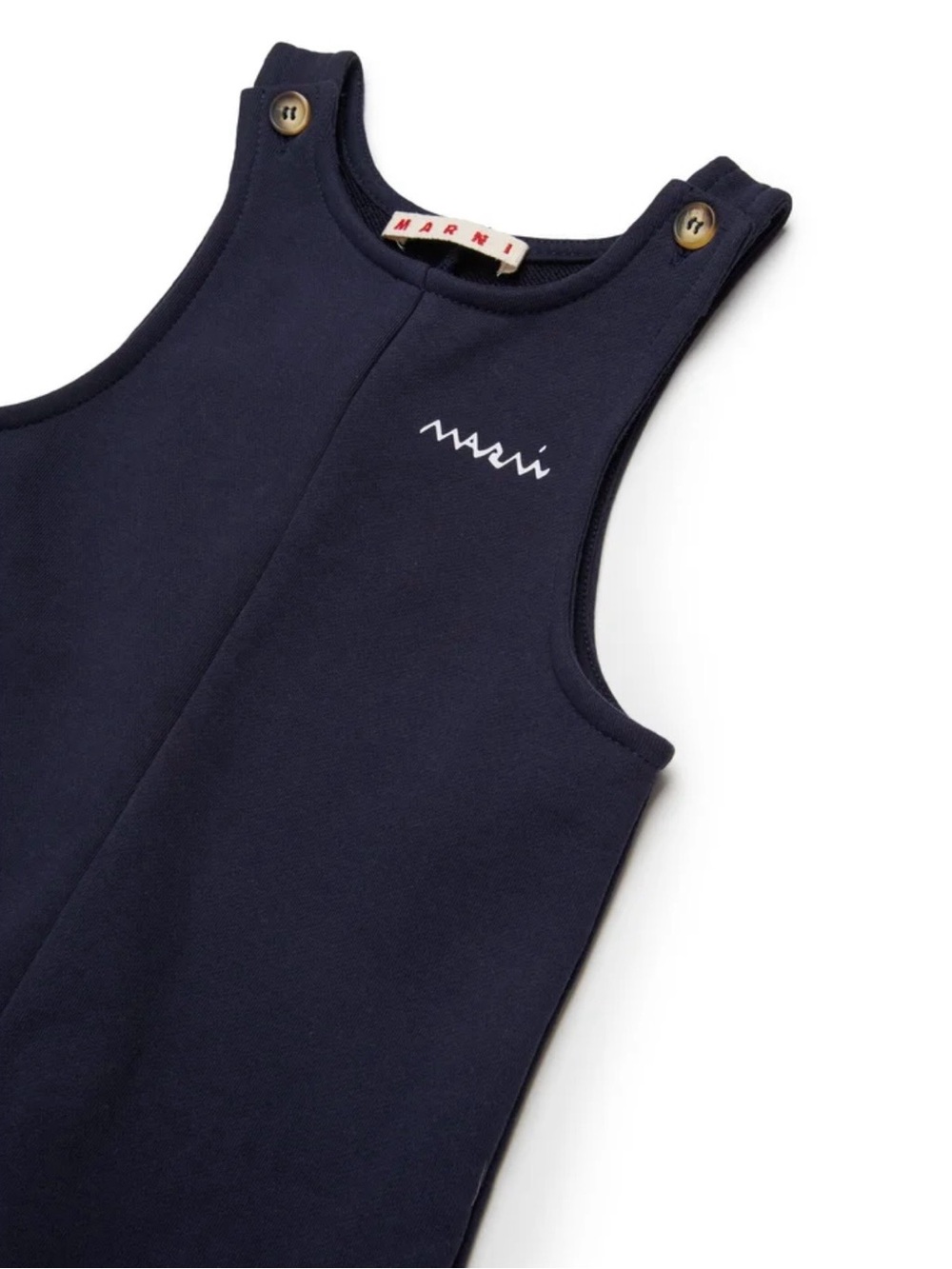 Marni Navy Sleeveless Kids Romper with Button Straps